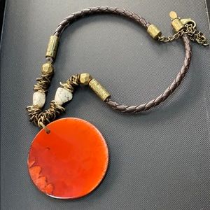 Chico’s Burnt Orange Medallion Necklace